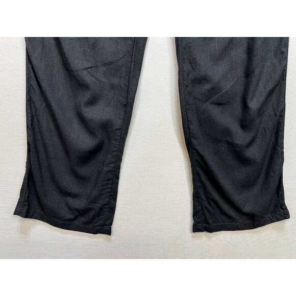 Divided Wide Leg Linen Blend Pants Womens M Charcoal Gray Drawstring Relaxed Fit - Picture 5 of 10